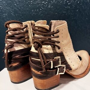 Stylish Women’s FreeBird Desert Cream and Brown Women's Ankle Boots